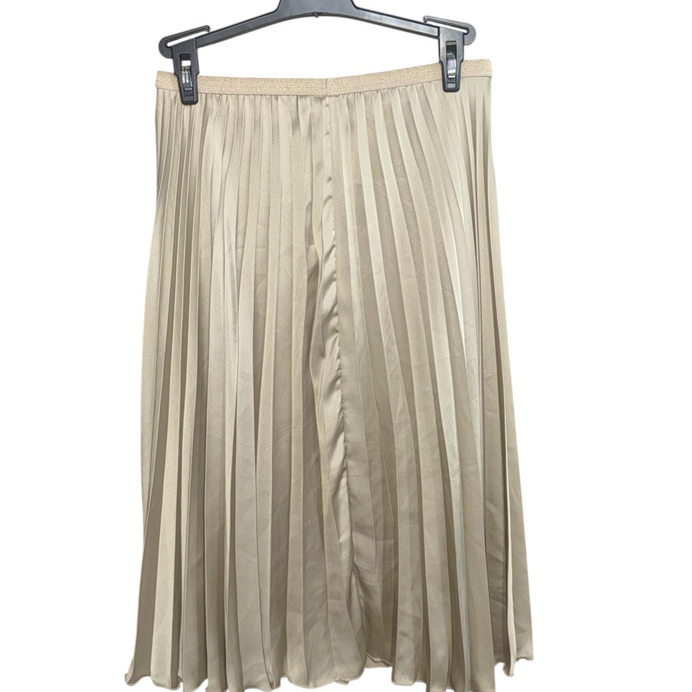 Zara Gold Pleated A-Line Satin Skirt - Picture 2 of 3